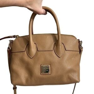 Dooney and Bourke dark beige pebbled leather two way bag